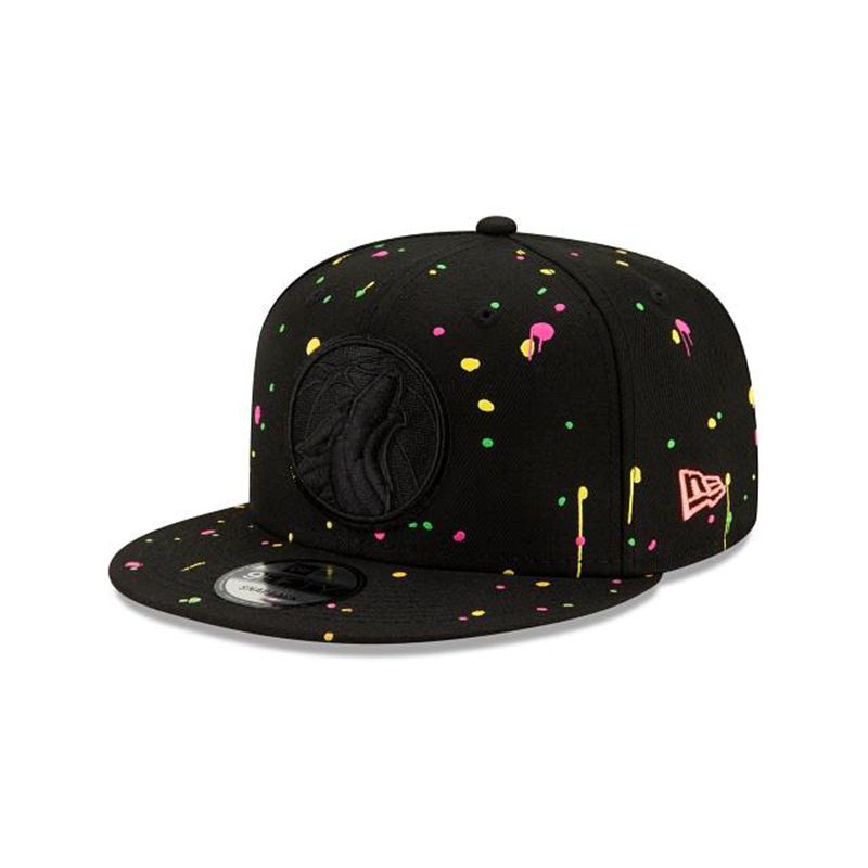 NBA Minnesota Timberwolves Neon Splatter 9Fifty Snapback (SEG1995) - Black New Era Caps